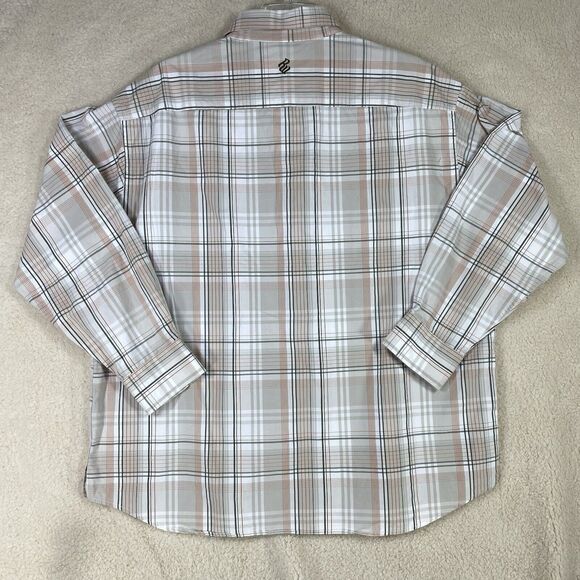 Rocawear Shirt Mens XXXL Tan Green Orange Plaid Long Sleeve Button Down Cotton - Picture 2 of 12